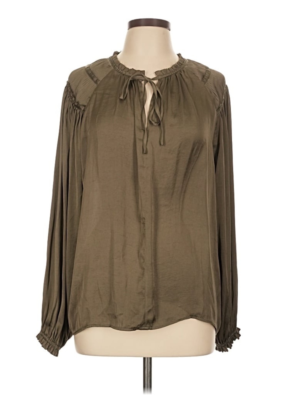 Philosophy Olive Tie-Neck Long-Sleeve Blouse